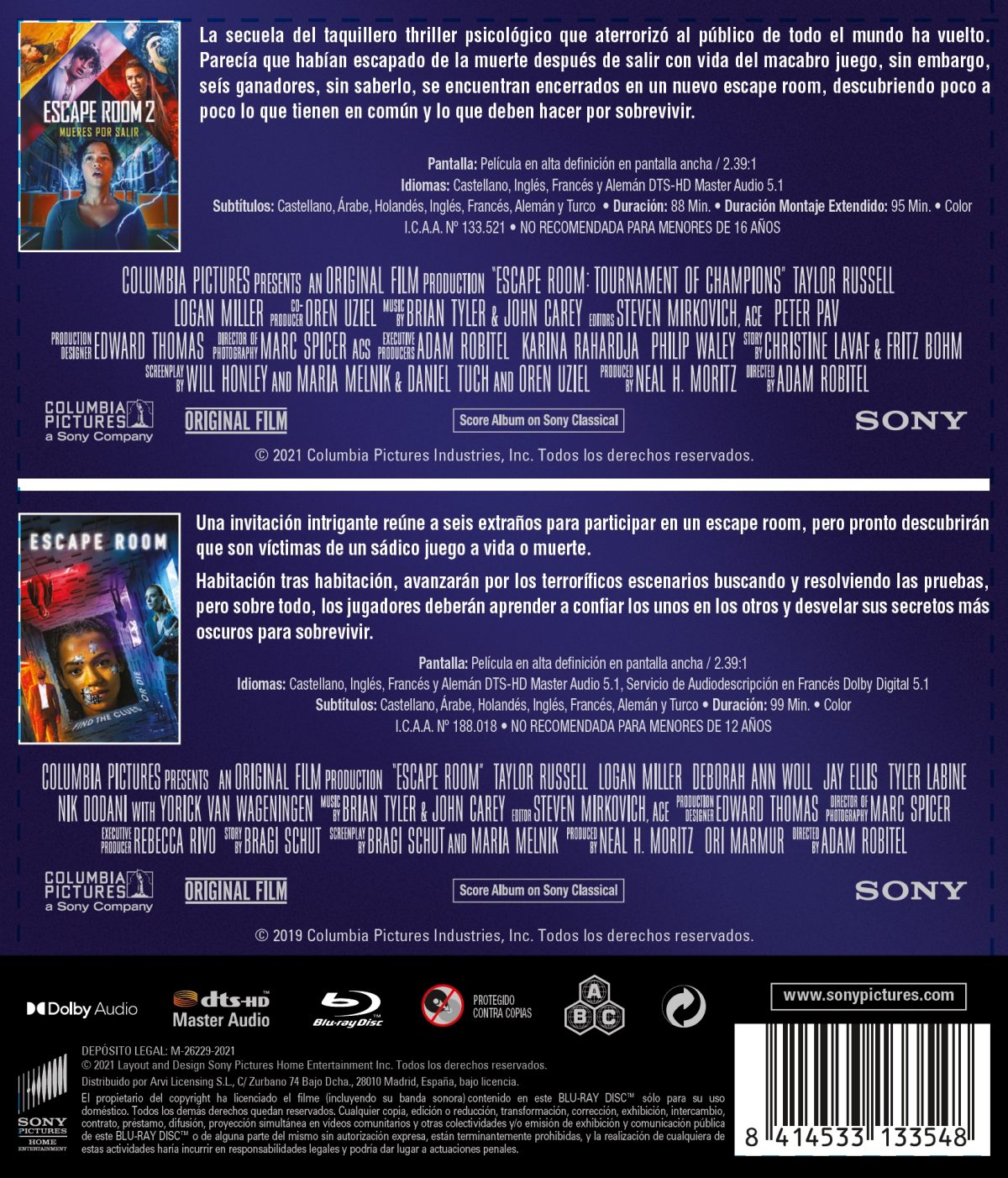 Escape Room. Pack 1-2 (Blu-ray)