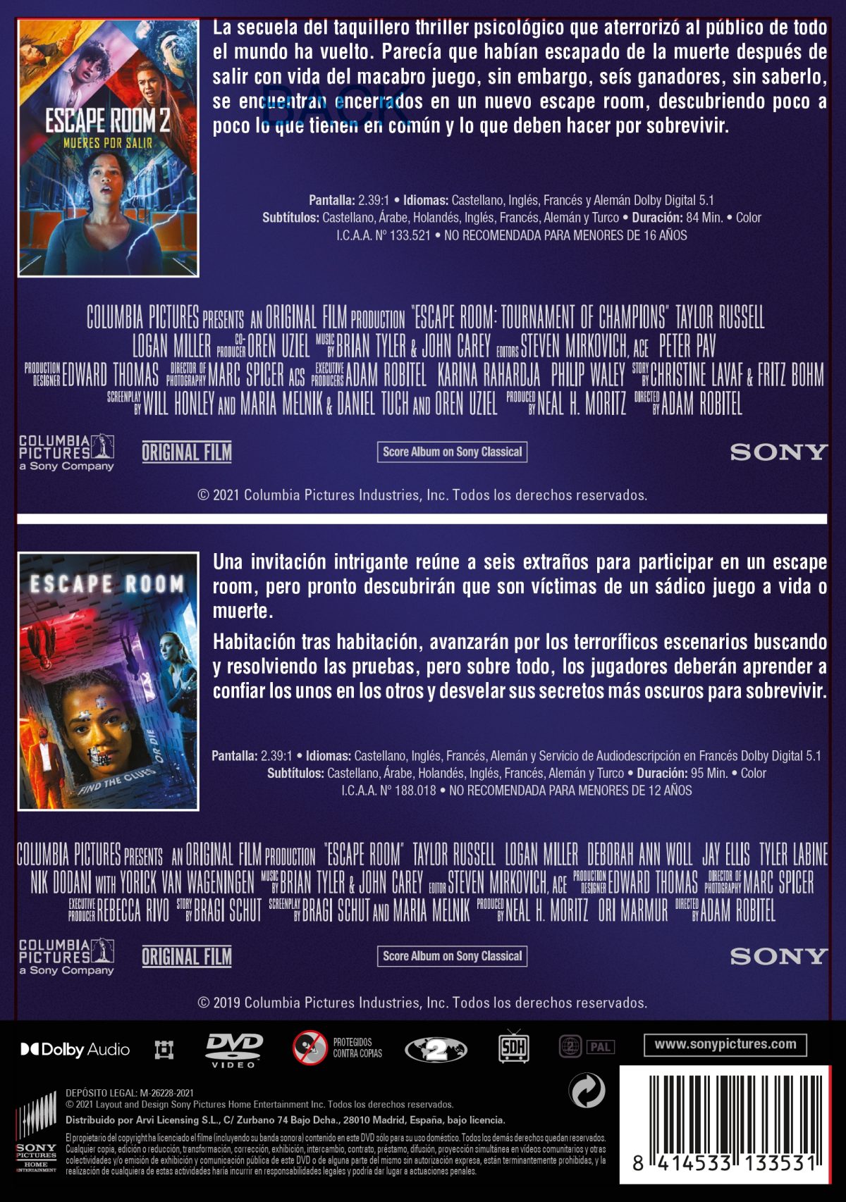 Escape Room. Pack 1-2 (DVD)