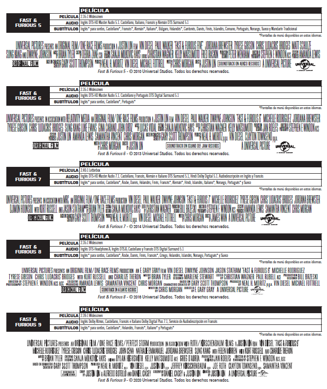 Fast & Furious: Pack 1-9 (Blu-ray)