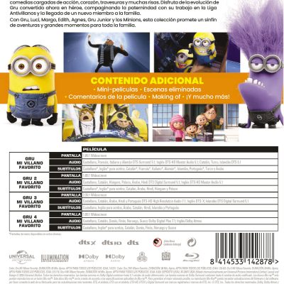 GRU MI VILLANO FAVORITO 1-4 (BD) - 8414533142878 - Trasera Gru mi villano favorito. Pack 1-4 (Blu-ray)