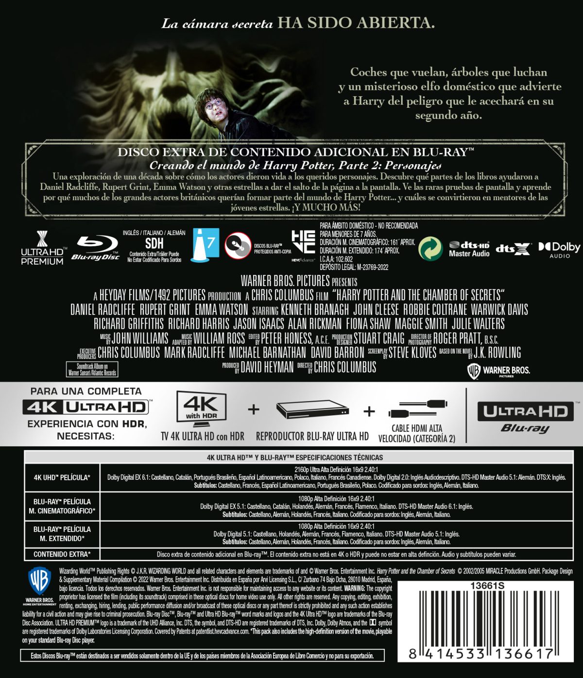 Harry Potter 2: La cámara secreta (4K UHD + Blu-ray)