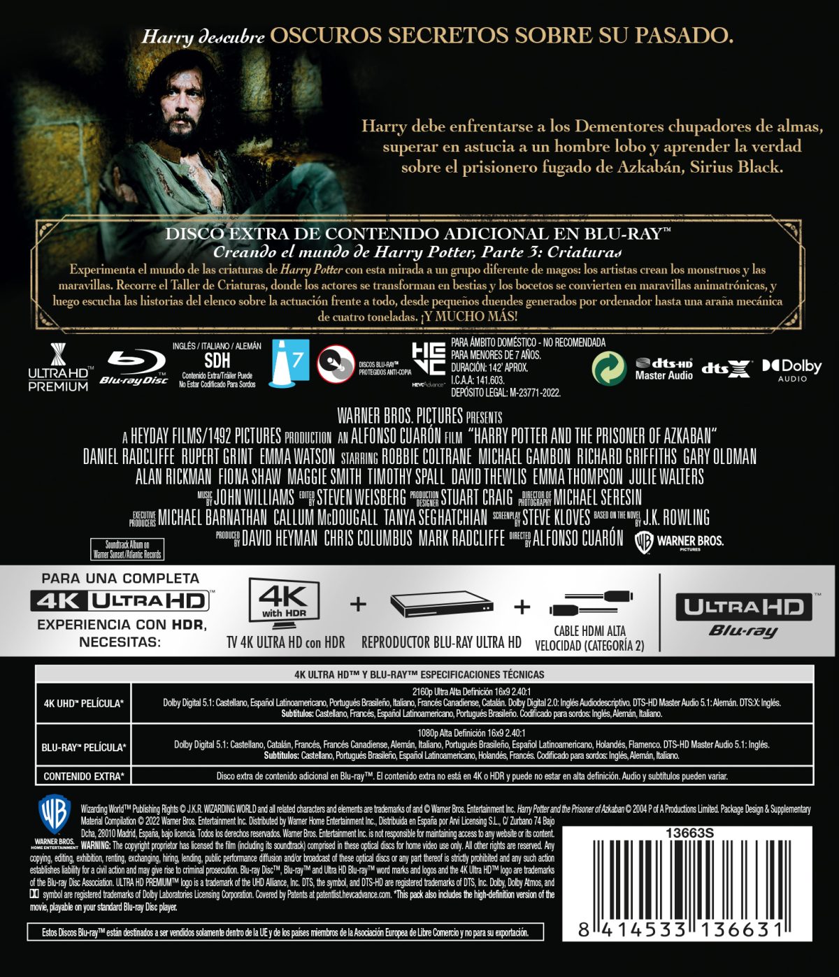 Harry Potter 3: El prisionero de Azkaban (4K UHD + Blu-ray + Blu-ray Extras)