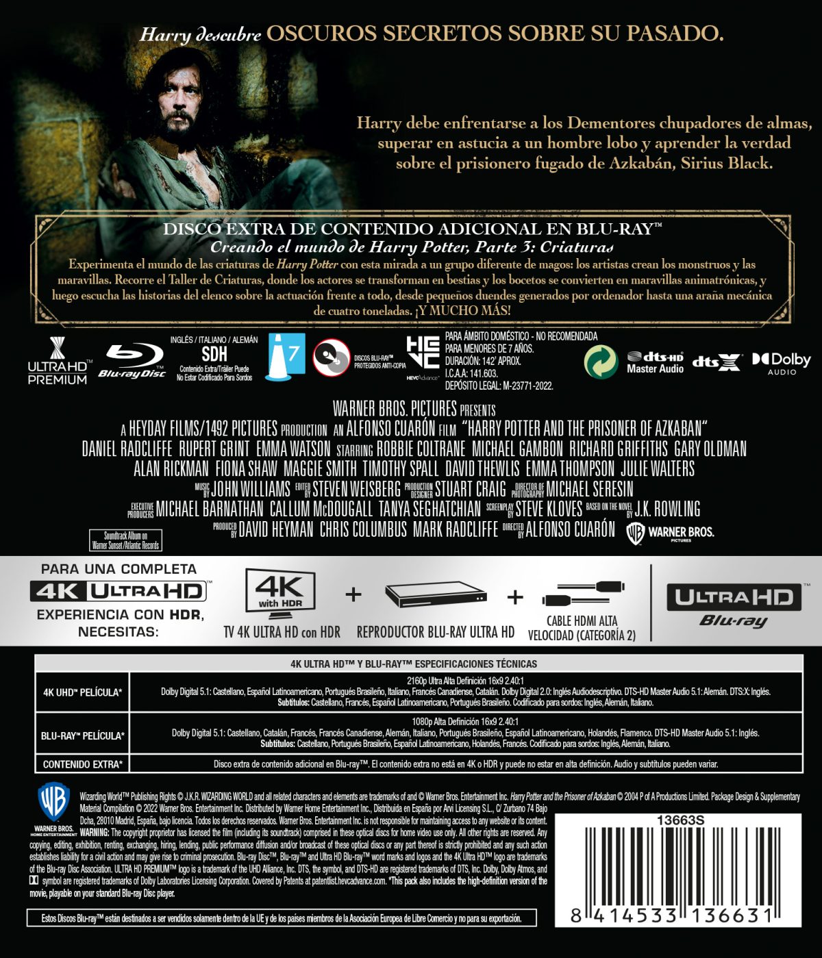 Harry Potter 3: El prisionero de Azkaban (4K UHD + Blu-ray + Blu-ray Extras)