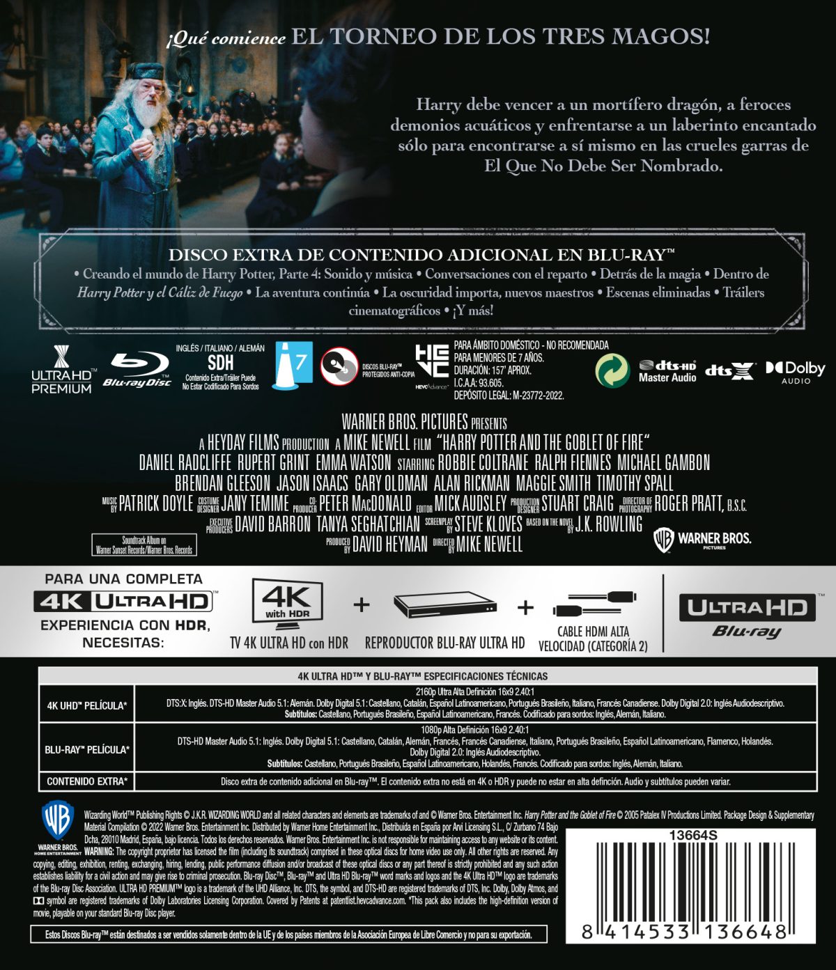 Harry Potter 4: El cáliz de fuego (4K UHD + Blu-ray)