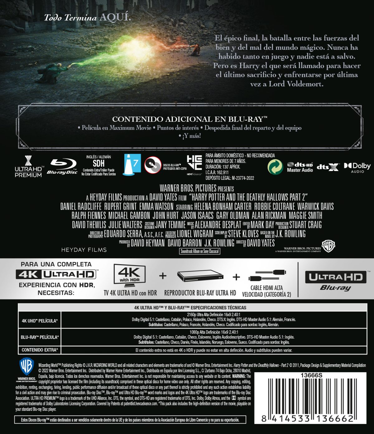 Harry Potter 8: Las reliquias de la muerte (Parte 2) (4K UHD + Blu-ray)