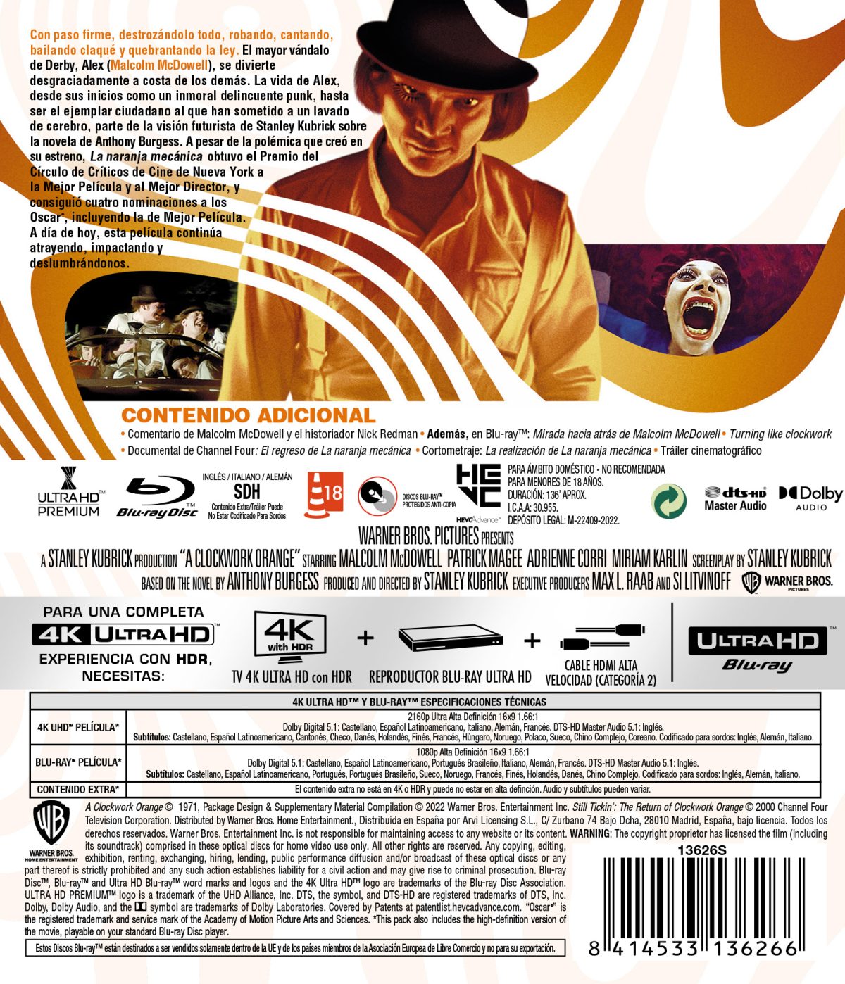 La naranja mecánica (4K UHD + Blu-ray)