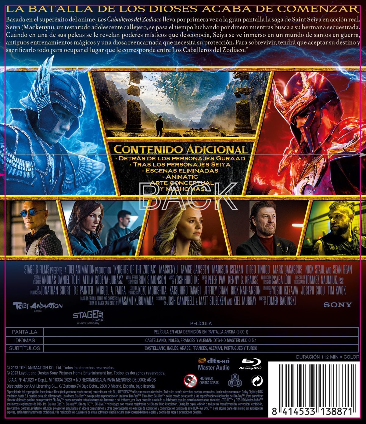 LOS CABALLEROS DEL ZODIACO (BD) - 8414533138871 - Trasera Los caballeros del zodiaco (Blu-ray)