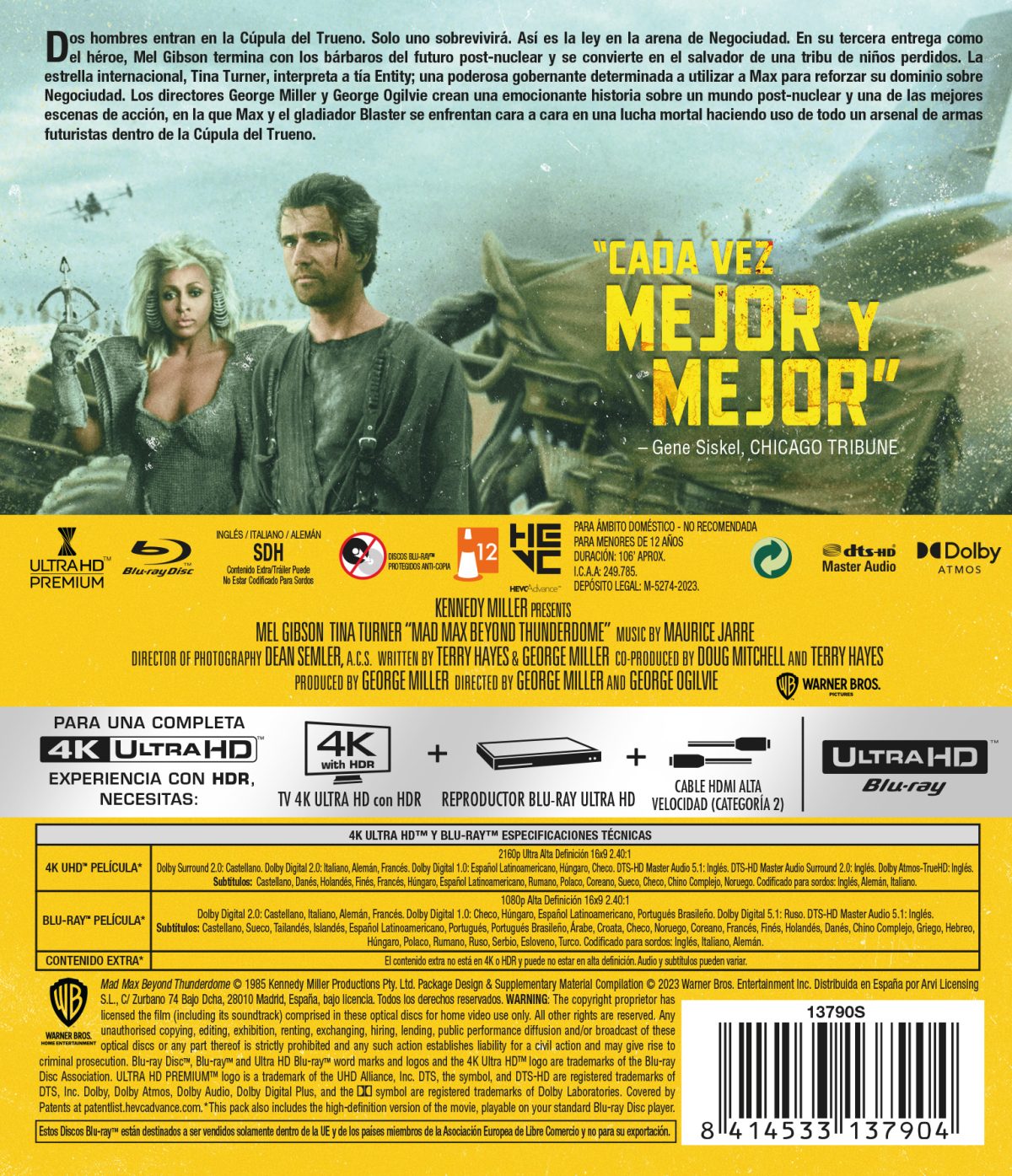 Mad Max 3: Más allá de la cúpula del trueno (4K UHD + Blu-ray)