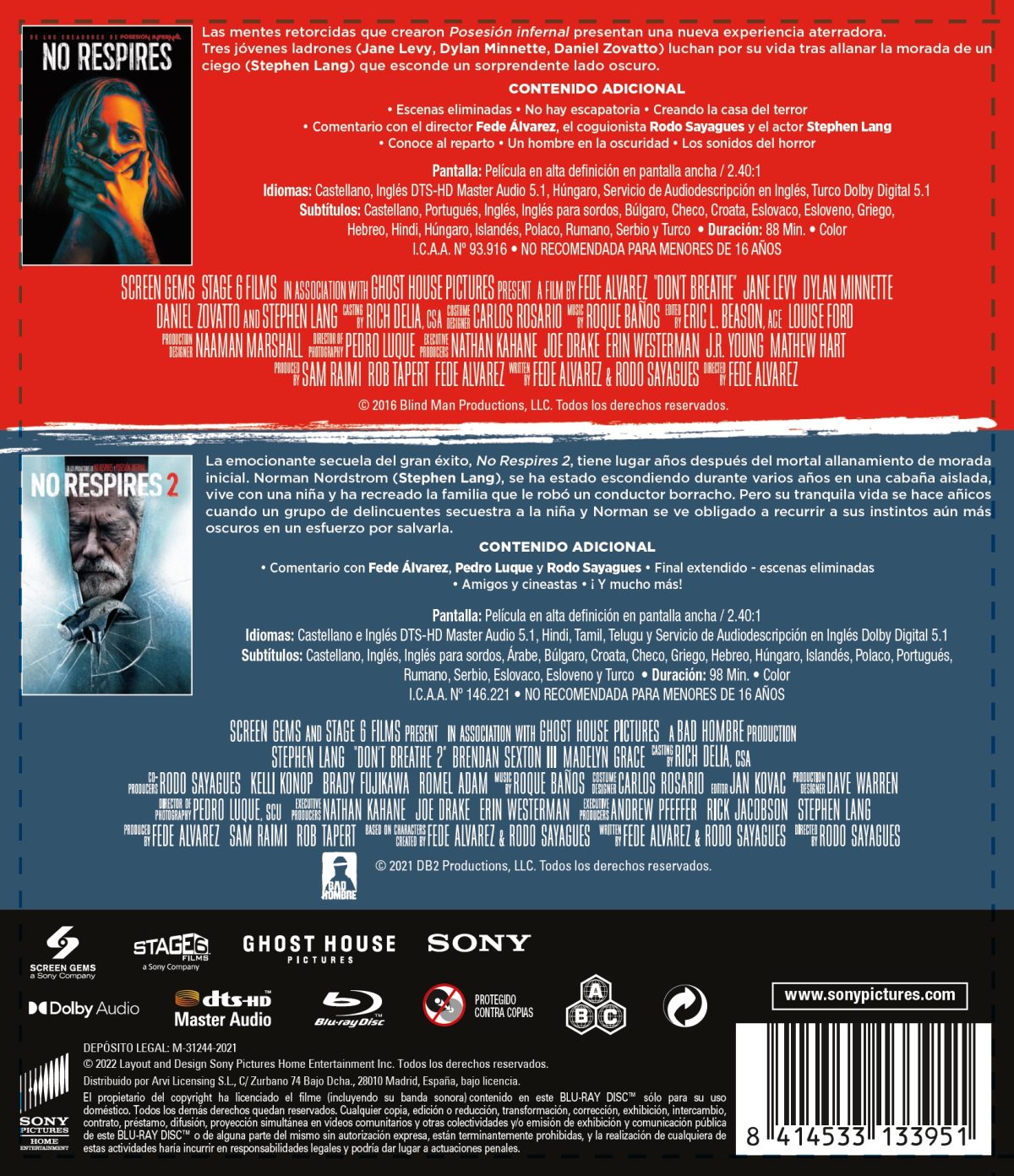 No respires: Pack 1-2 (Blu-ray)