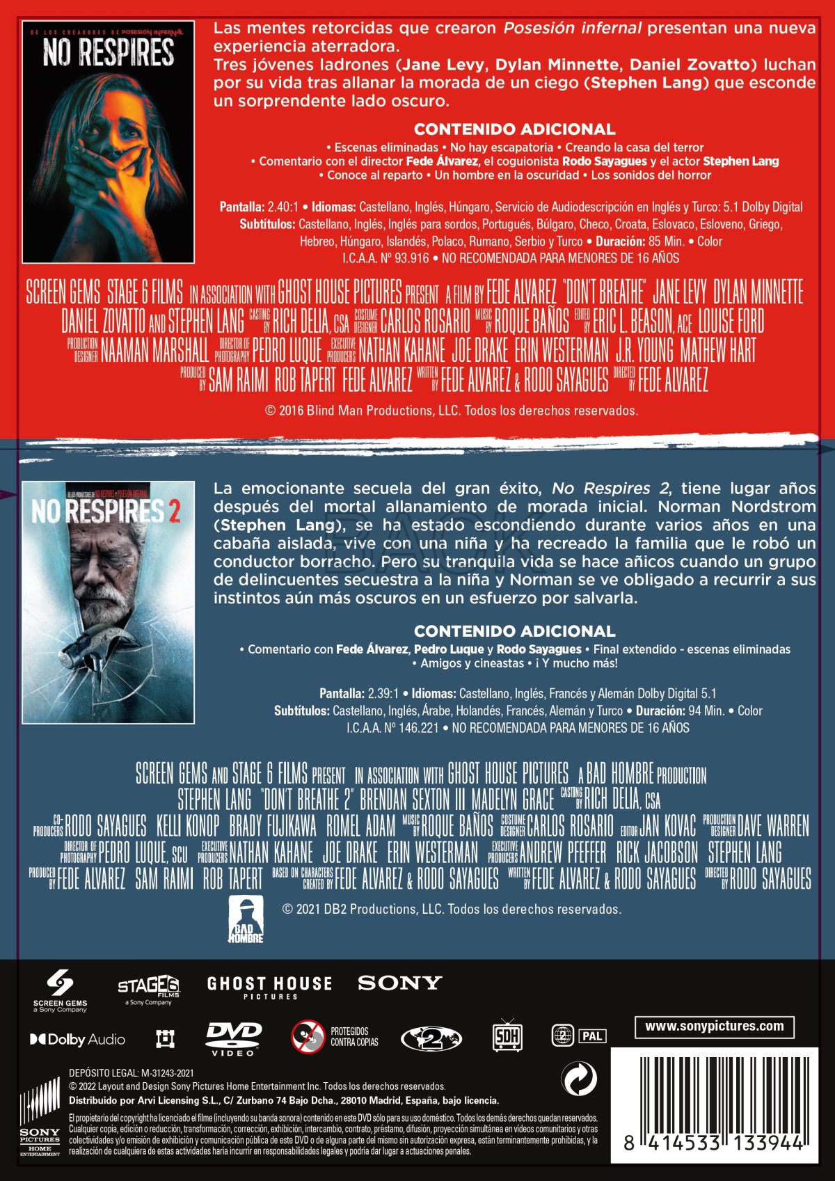 No respires: Pack 1-2 (DVD)