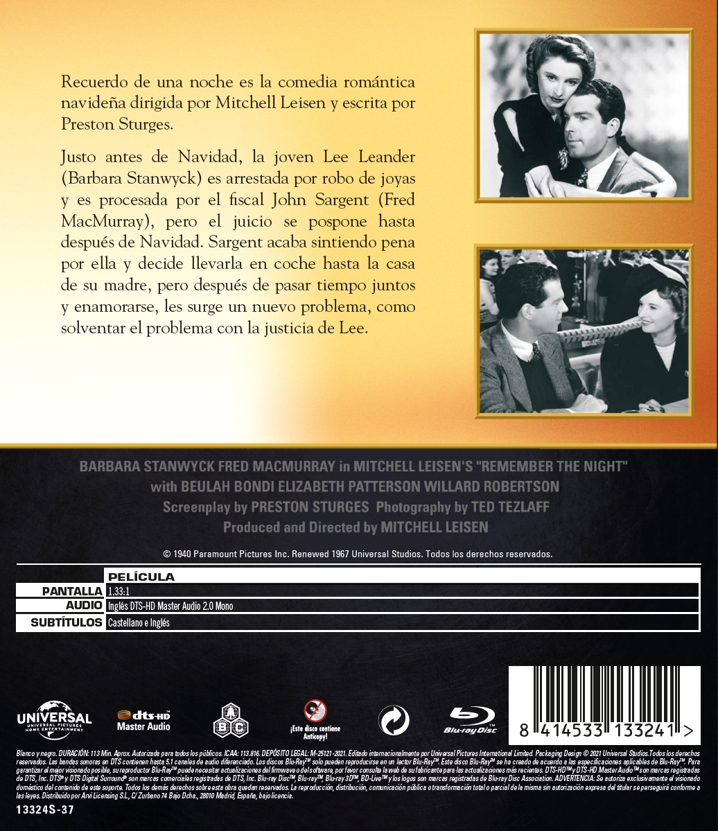 Recuerdo de una noche (VOSE) (Blu-ray)