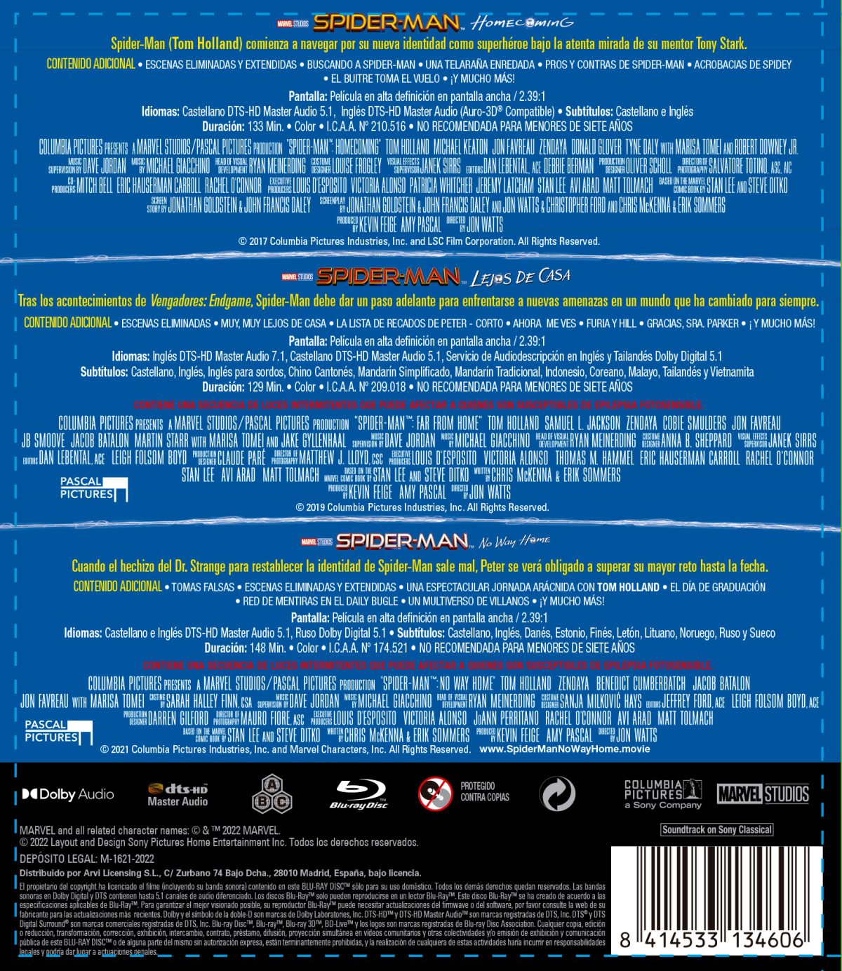 Spider-Man (Tom Holland): Pack 1-3 (Blu-ray)