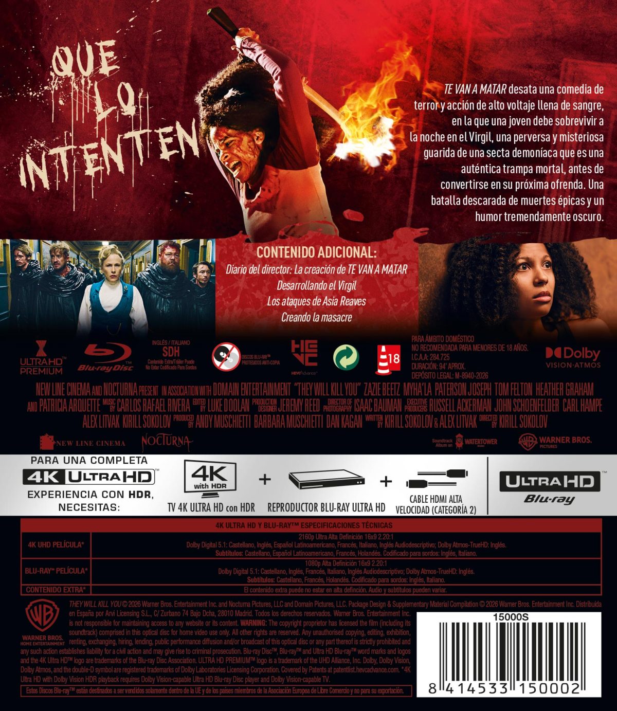 TE VAN A MATAR (4K UHD + BD) - 8414533150002 - trasera Te van a matar (4K UHD + Blu-ray)