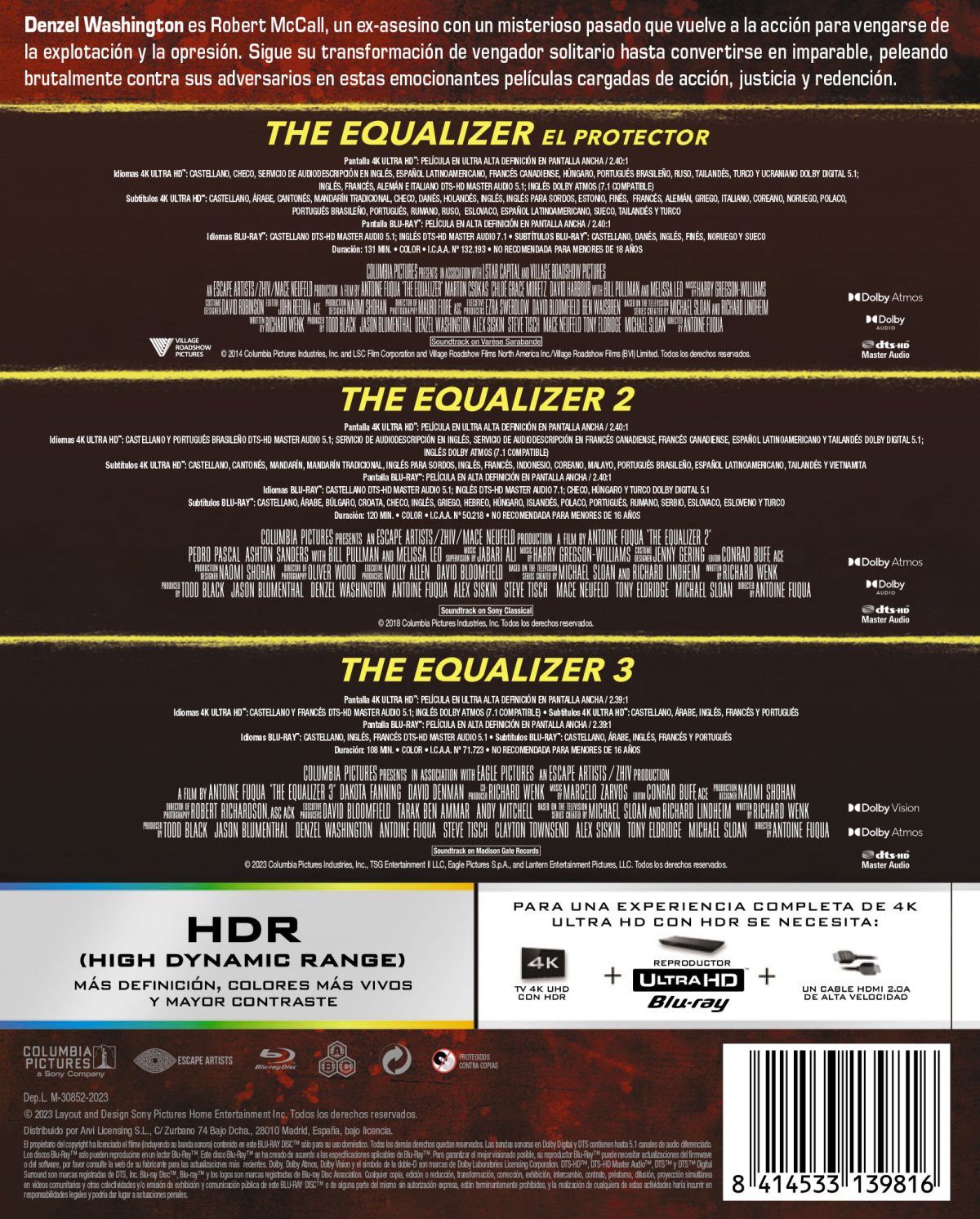 The Equalizer. Pack 1-3 (4K UHD + Blu-ray)