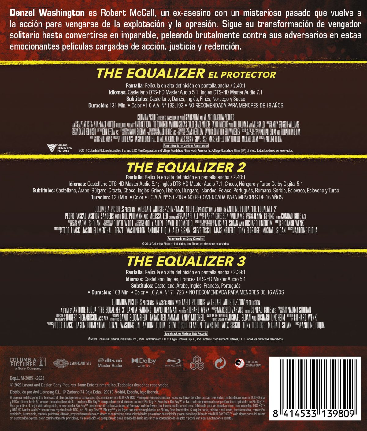 The Equalizer. Pack 1-3 (Blu-ray)