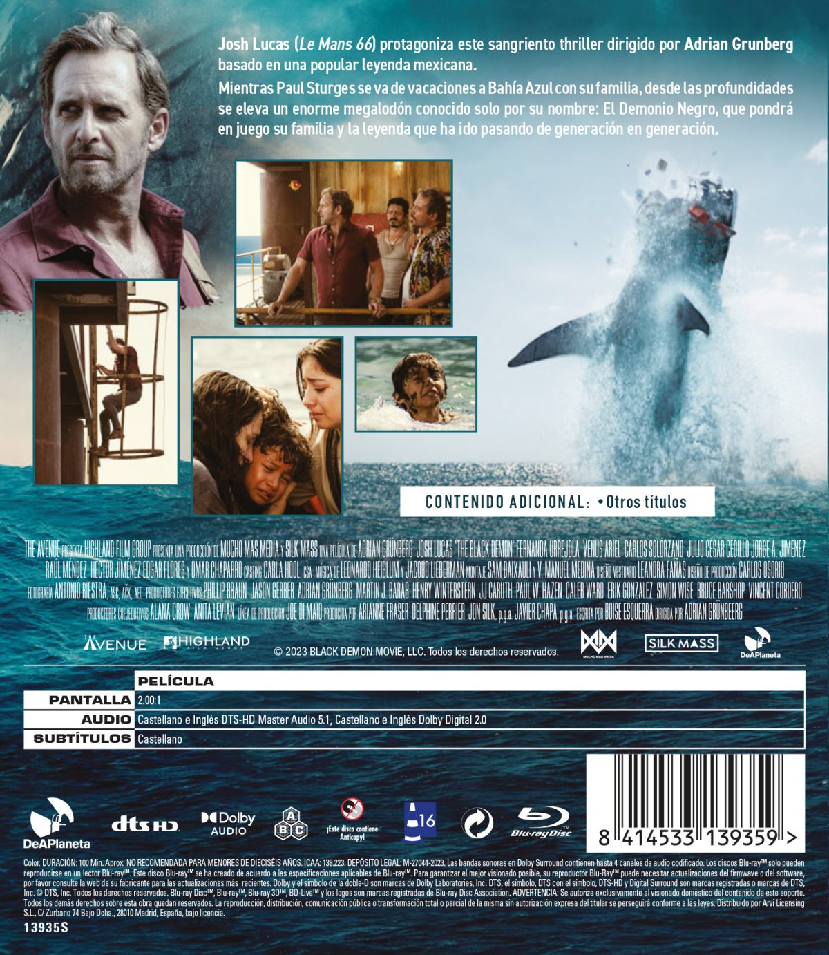 TIBURON NEGRO (BD) - 8414533139359 - Trasera Tiburón negro (Blu-ray)