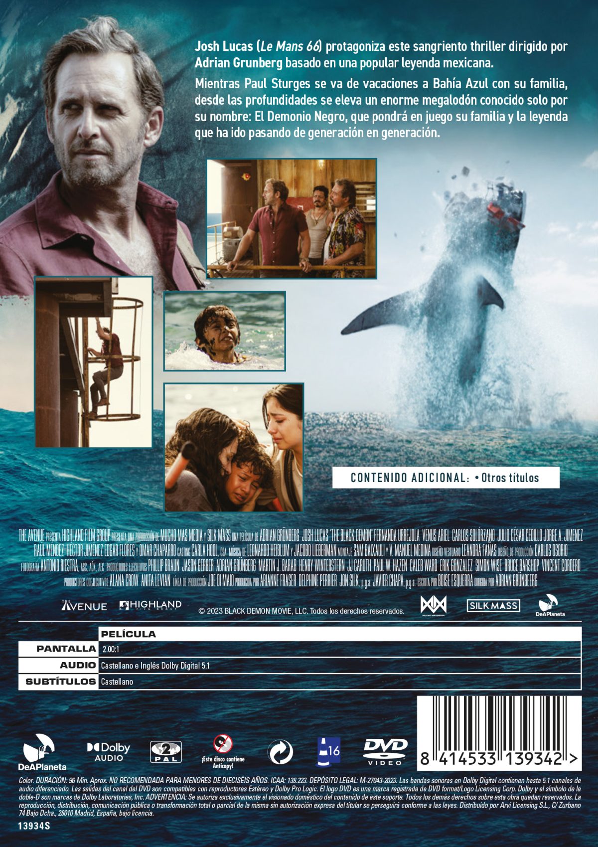 TIBURON NEGRO (DVD) - 8414533139342 - Trasera Tiburón negro (DVD)