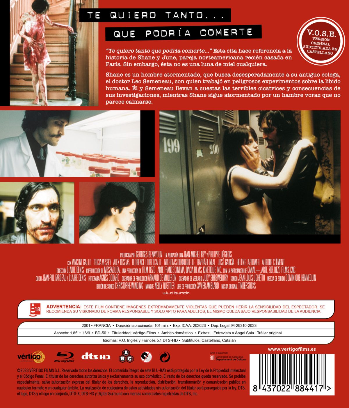 TROUBLE EVERY DAY (VOSE) (BD) - 8437022884417 - Trasera Trouble Every Day (VOSE) (Blu-ray)
