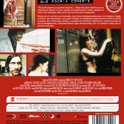 TROUBLE EVERY DAY (VOSE) (BD) - 8437022884417 - Trasera Trouble Every Day (VOSE) (Blu-ray)