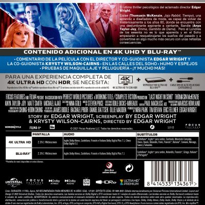 ULTIMA NOCHE EN EL SOHO (4K UHD + BD) - 8414533134361 - Trasera Última noche en el Soho (4K UHD + Blu-ray)
