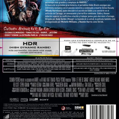 VENOM 2 HABRA MATANZA (4K UHD + BD) - 8414533133289 - Trasera Venom 2: Habrá matanza (4K UHD + Blu-ray)