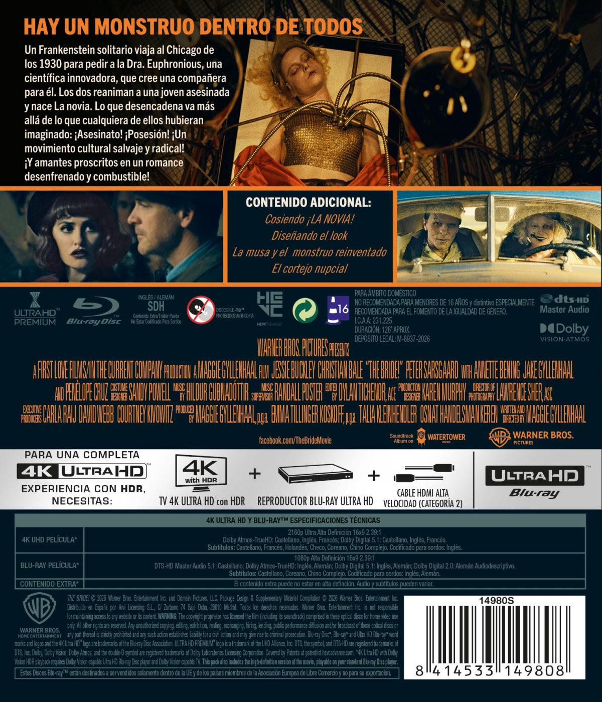 ¡LA NOVIA! (4K UHD + BD) - 8414533149808-trasera ¡La novia! (4K UHD + Blu-ray)